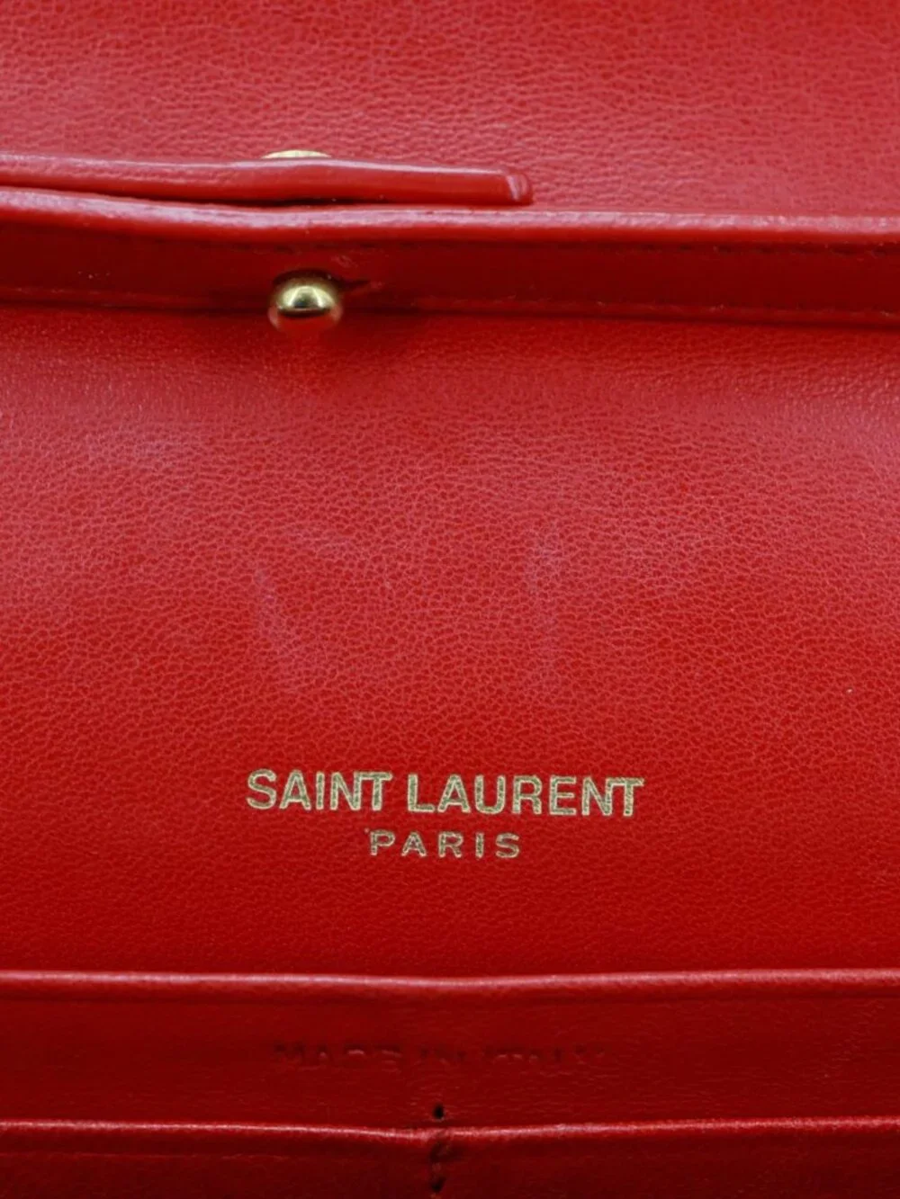 Yves Saint Laurent  Sulpice Matelasse Leather Wallet On Chain Red